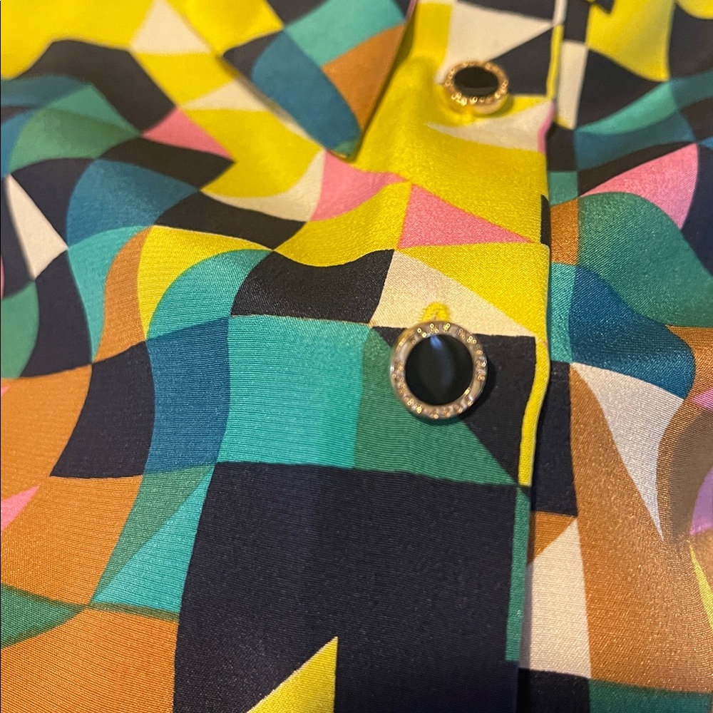 Tory Burch Multicolor Geometric Blouse with Bow - Picture 3 of 7